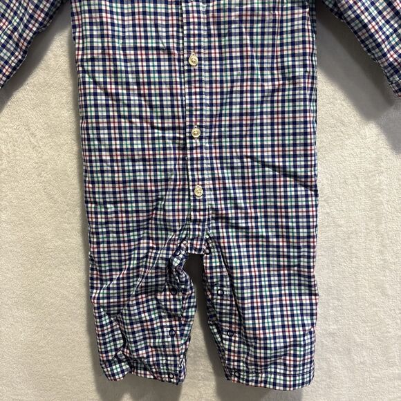 Ralph Lauren Baby Boy Coveralls Romper 6 Months Plaid Collared Lined Preppy - Picture 4 of 13